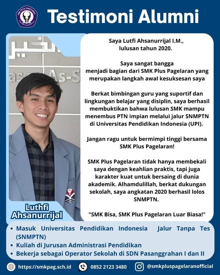 Poster testimoni Luthfi Ahsanurrijal I.M.